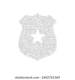 The police badge symbol filled with black dots. Pointillism style. Vector illustration on white background