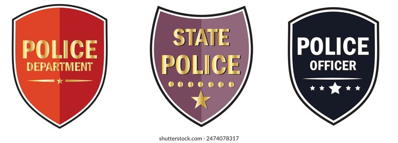 Police badge. Police symbols. Policeman badges collection. Police badge vector icons. EPS 10