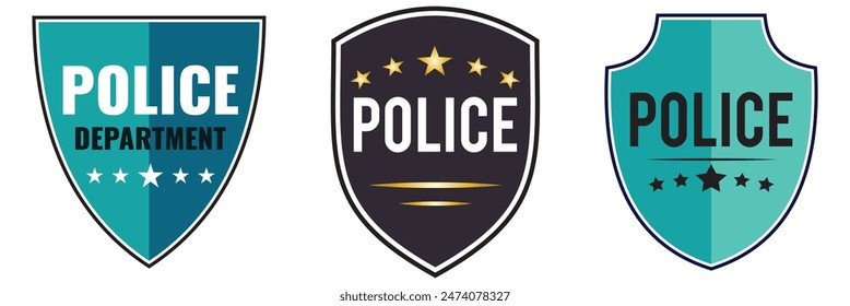 Police badge. Police symbols. Policeman badges collection. Police badge vector icons. EPS 10