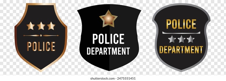 Police badge. Police symbols. Policeman badges collection. Police badge vector icons. Police badge icon.