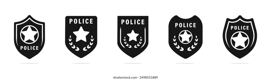 Police badge. Police symbols. Policeman badges collection. Police badge vector icons. EPS 10