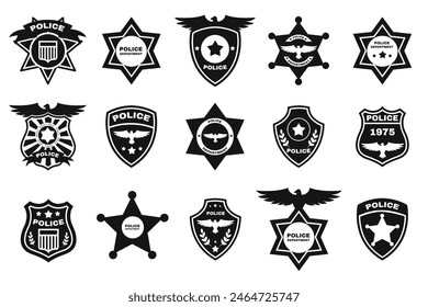 Police badge. Police symbols. Police vector icons. Policeman badges collection. Vector illustration EPS10