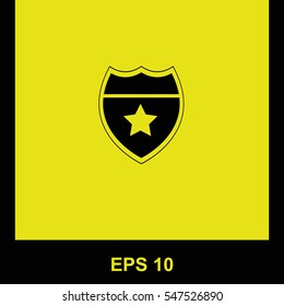 Police badge vector black icon. Isolated illustration. Business picture.