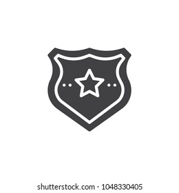 Police badge vector icon. filled flat sign for mobile concept and web design. Sheriff badge with star simple solid icon. Symbol, logo illustration. Pixel perfect vector graphics