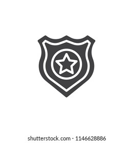 Police badge vector icon. filled flat sign for mobile concept and web design. simple solid icon. Symbol, logo illustration. Pixel perfect vector graphics