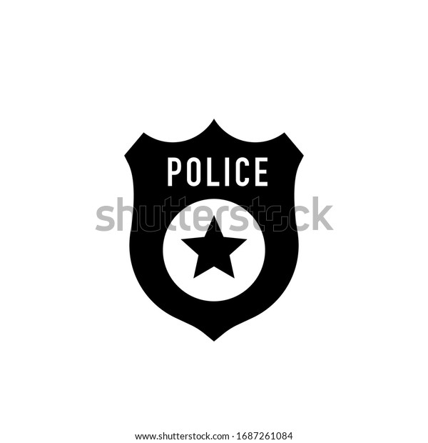Police badge vector icon illustration isolated\
on black background
