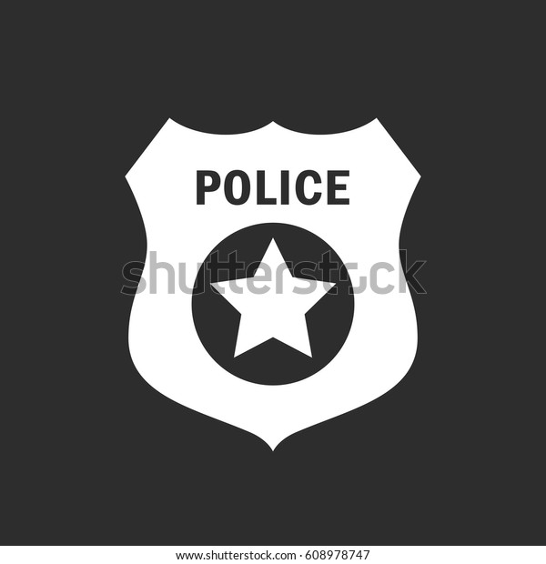 Police badge vector icon illustration isolated
on black background