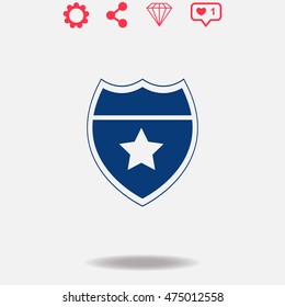 Police badge vector icon on grey background.