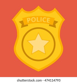 Police badge vector. Icon for web and mobile application. Flat design style.