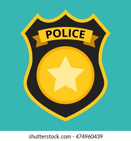 Police badge vector. Icon for web and mobile application. Flat design style.