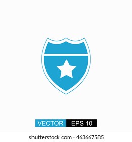 Police badge vector. Isolated blue icon on white background.