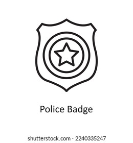 Police badge  Vector Outline Icon Design illustration. Law Enforcement Symbol on White background EPS 10 File
