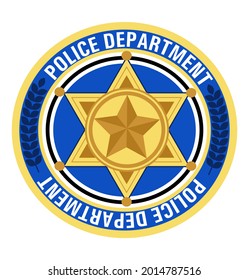 Police badge vector. Sheriff, marshal label illustrations. Law enforcement emblems for national days. Ranger, policeman  medallions. Signs, stickers of security federal agent.