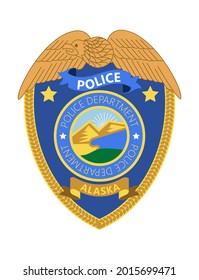 Police badge vector. Sheriff, marshal label illustrations. Law enforcement emblems for national days. Ranger, policeman  medallions. Signs, stickers of security federal agent.