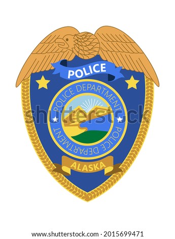 Police badge vector. Sheriff, marshal label illustrations. Law enforcement emblems for national days. Ranger, policeman  medallions. Signs, stickers of security federal agent.