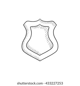 Police badge vector sketch icon isolated on background. Hand drawn Police badge icon. Police badge sketch icon for infographic, website or app.