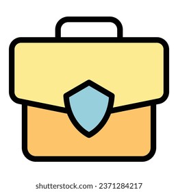 Police bag icon outline vector. Security school. Officer cop color flat