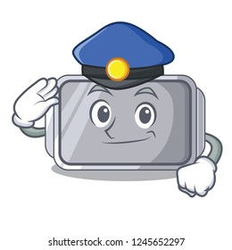 Police baking pan quality on isolated mascot