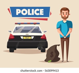 Police banner. Cartoon vector illustration