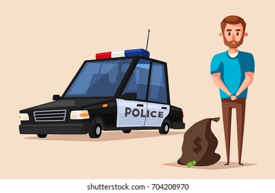 Police banner. Cartoon vector illustration