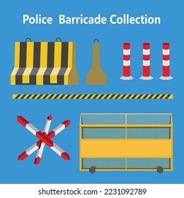 Police barrier and Barricade  collection vector illustration