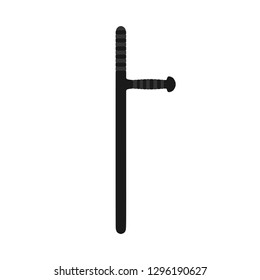 Police baton black sign vector icon. Enforcement military weapon secure road officer. Guard cop uniform gun
