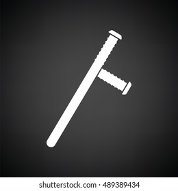 Police baton icon. Black background with white. Vector illustration.