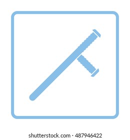 Police baton icon. Blue frame design. Vector illustration.