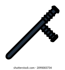 Police Baton Icon. Editable Bold Outline With Color Fill Design. Vector Illustration.