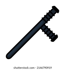 Polizei-Baton-Symbol. Bearbeitbare, fette Rahmenlinie mit Farbfülldesign. Vektorgrafik.