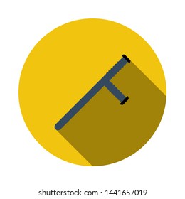 Icono del bastón de la policía. Diseño De Esténcil De Círculo Plano Con Sombra Larga. Ilustración vectorial.