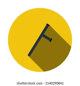 Icono del bastón de la policía. Diseño De Esténcil De Círculo Plano Con Sombra Larga. Ilustración vectorial.