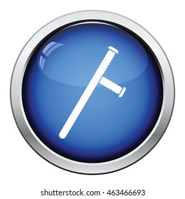 Police baton icon. Glossy button design. Vector illustration.