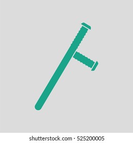 Police baton icon. Gray background with green. Vector illustration.