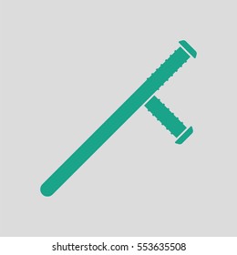 Police baton icon. Gray background with green. Vector illustration.
