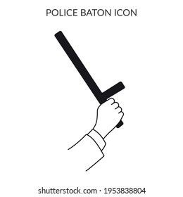 Police Baton Icon In Hand