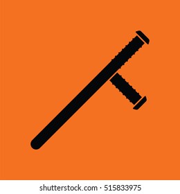 Police baton icon. Orange background with black. Vector illustration.