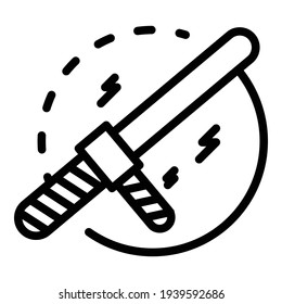 Police baton icon. Outline police baton vector icon for web design isolated on white background