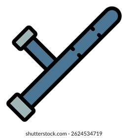 Icono de bastón de policía. Esquema de la policía bastón Vector icono de color plano aislado