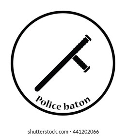 Police baton icon. Thin circle design. Vector illustration.