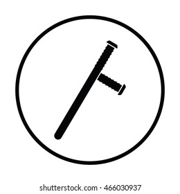 Police baton icon. Thin circle design. Vector illustration.