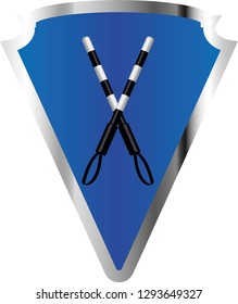 
police baton on the shield