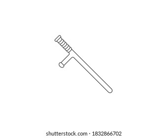 Police baton outline icon. Vector illustration, flat design.