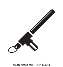 Police Baton Security Weapon Icon | Black Vector Illustration |