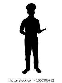 Police with baton silhouette vector
