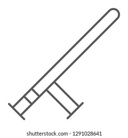 Police baton thin line icon, guard and equipment, stick sign, vector graphics, a linear pattern on a white background, eps 10.