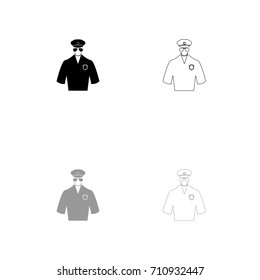 Police black and grey set icon .