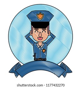 Police and blank ribbon banner scribble