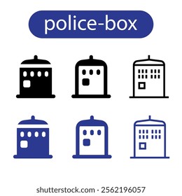 Police box icon set vector art  illustration on white background.