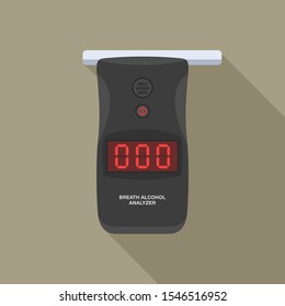 Police breath alcohol testing device or analyzer. Flat vector illustration.